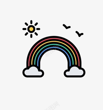 太阳设计彩虹可爱童话图标图标