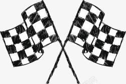 四方格运动旗帜赛车高清图片