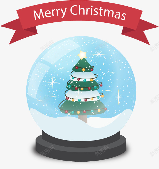 梦幻的圣诞节水晶球png免抠素材_88icon https://88icon.com 免费png 六角星 圣诞树 星光 水晶球 飘雪