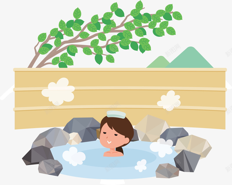 在泡温泉的女士矢量图eps免抠素材_88icon https://88icon.com 女士 树枝 温泉 温泉png 温泉矢量图 矢量图