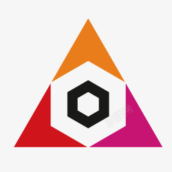 五边形镂空彩色三角形素材
