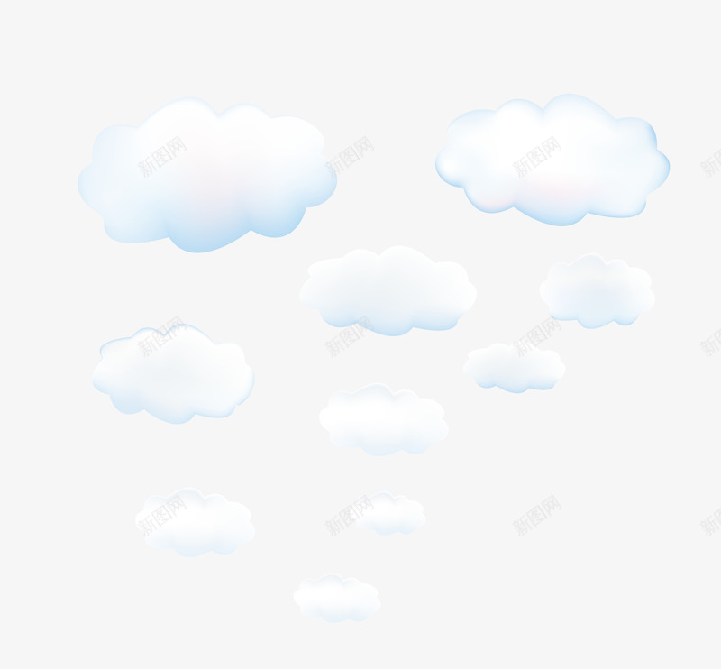 逼真白色云朵矢量图eps免抠素材_88icon https://88icon.com 云朵素材 白色云朵 矢量云朵 逼真云朵 矢量图
