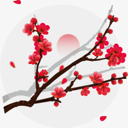 手绘中国风花卉植物梅花花瓣元素矢量图素材
