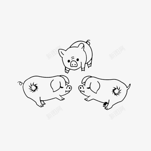 3只猪简笔画png免抠素材_88icon https://88icon.com 3只简笔画 动物剪影 动物简笔画 手绘 手绘动物 猪简笔画 简洁