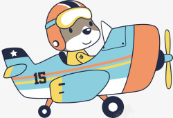 机翼开飞机的小狗矢量图高清图片