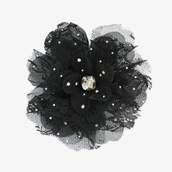 黑色蕾丝花朵型发夹素材