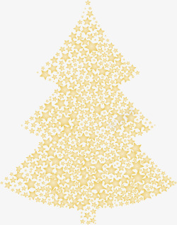 金色星星拼图圣诞树矢量图素材