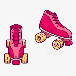一双手绘的红色溜冰鞋矢量图素材