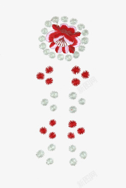 手绘刺绣旗袍花卉底纹素材