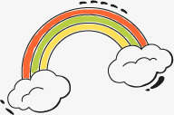 彩虹阶梯手绘彩色白云彩虹图标图标