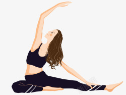 伸展动作人物插画瑜伽运动的女孩插图高清图片
