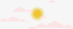 素扁平化扁平化粉红色的云朵和太阳素高清图片