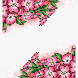 水彩手绘粉红樱花矢量图素材