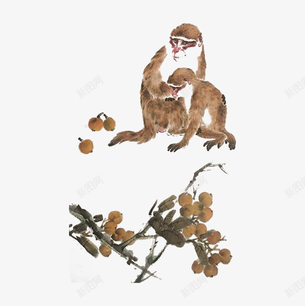 中国风水墨棕色猴子和水果插图免png免抠素材_88icon https://88icon.com 中国风 中国风水墨棕色猴子和水果插图免抠免费下载 国画 插图 插画 树枝 水墨猴子 水墨画 水果 猴子 猿猴 设计