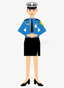 卡通手绘穿警察制服美女矢量图素材
