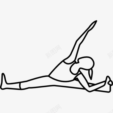 瑜伽运动女人拉在地板上图标图标