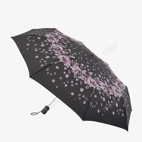 黑底樱花雨伞png免抠素材_88icon https://88icon.com 散花朵 樱花 阴雨用 黑底伞