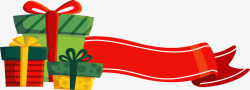 圣诞节礼盒红丝带矢量图素材