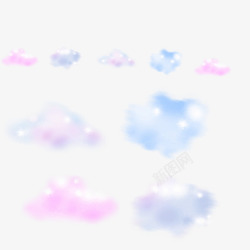 彩色星云笔迹彩色云朵元素高清图片