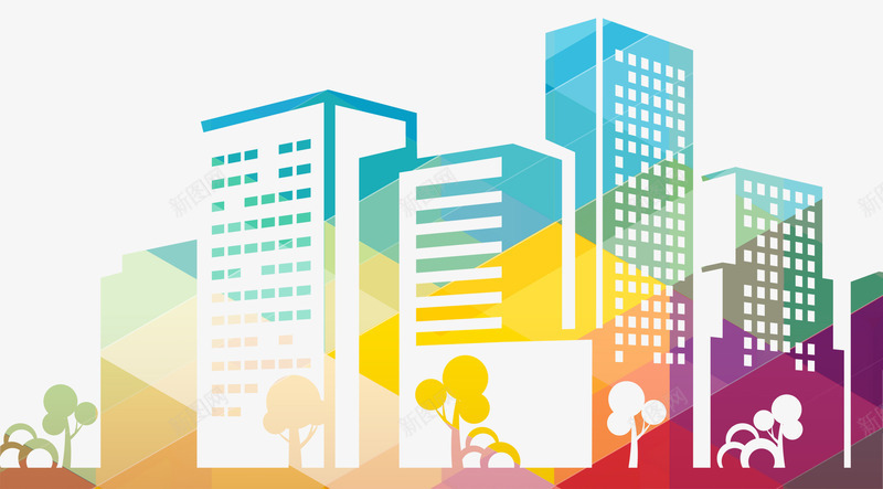 彩色城市建筑镂空背景png免抠素材_88icon https://88icon.com 城市建筑背景 彩色城市建筑 彩色城市建筑背景 镂空彩色城市建筑镂空