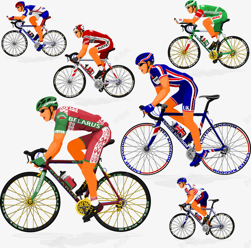 自行车运动员矢量图ai免抠素材_88icon https://88icon.com 矢量素材 自行车 赛车 运动员 骑行 矢量图
