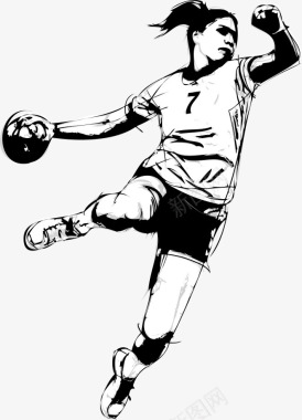 卡通人物手绘手球运动员矢量图图标图标