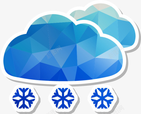 蓝色雪树免扣天气预报元素图标图标