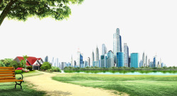 城市绿化草地小径背景素材