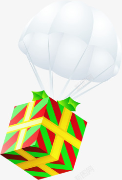 白色降落伞卡通彩色礼物素材