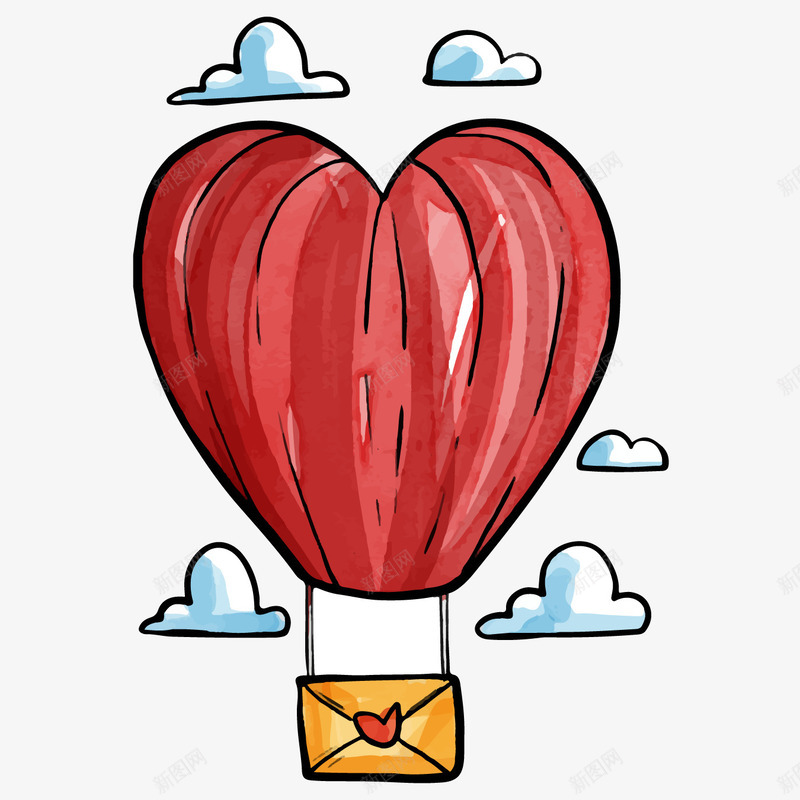 卡通水彩氢气球图png免抠素材_88icon https://88icon.com 云彩 心形气球 情书 情人节 氢气球 水彩 爱心 红色 节日装饰