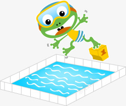 带泳镜的青蛙装饰插画矢量图素材