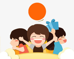 获礼物的孩子矢量图素材