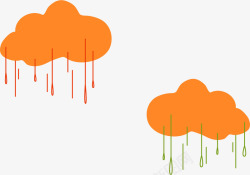 橙色手绘云朵矢量图素材