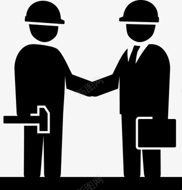 黑白图标建筑工地握手的两个人图标