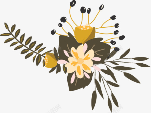 花卉藤条水彩花卉装饰图标图标
