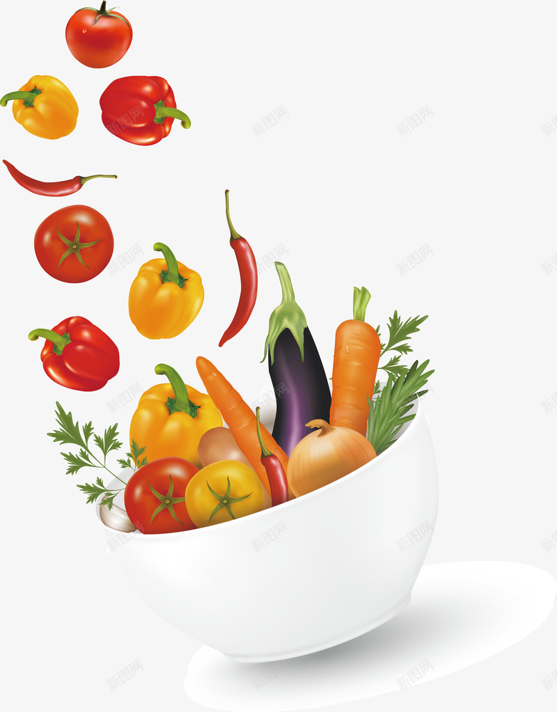 从碗里飞出去的蔬菜png免抠素材_88icon https://88icon.com 健康绿色蔬菜 有机蔬菜 洗蔬菜 菜类图片