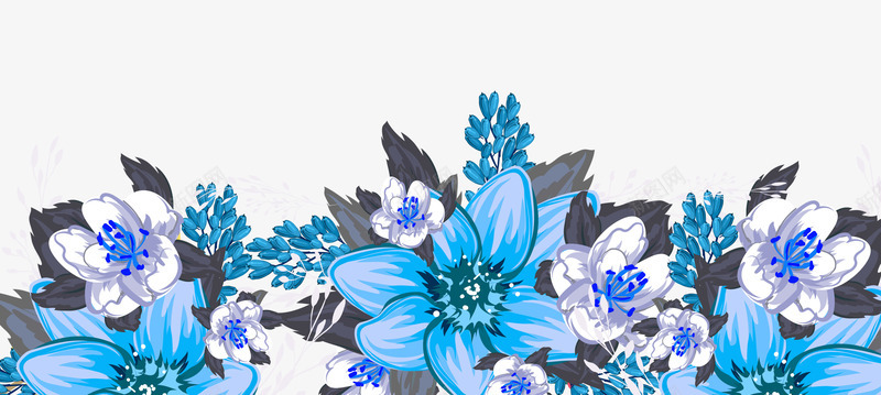 蓝色水彩鲜花底部背景psd免抠素材_88icon https://88icon.com 底部背景 水彩 花朵 蓝色 蓝色水彩鲜花底部背景 鲜花