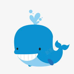 蓝色的鲸鱼动物矢量图素材