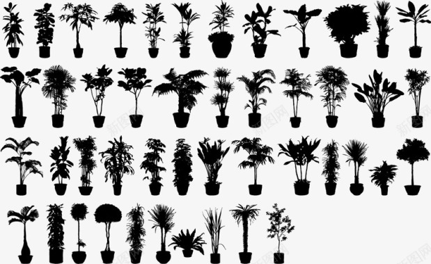 黑白植物装饰矢量图图标图标