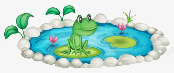 卡通河里的青蛙png免抠素材_88icon https://88icon.com 卡通 河水 河里的青蛙 荷花