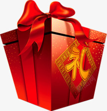 手绘红色新年礼物礼盒素材