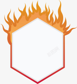 燃烧火焰多边形边框矢量图素材