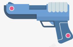 蓝色手枪扁平风格玩具矢量图素材