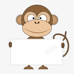 卡通拿着标签的猴子矢量图素材