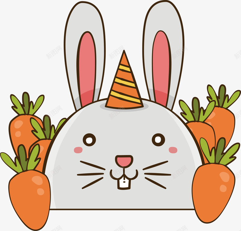 可爱的卡通兔子胡萝卜png免抠素材_88icon https://88icon.com 儿童教育 卡通兔子 可爱兔子 呲牙的兔子 矢量png 胡萝卜
