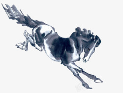 马PNG图水墨彩绘单匹骏马高清图片