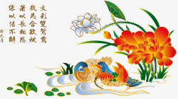 阳光下的花朵中国风鸳鸯高清图片