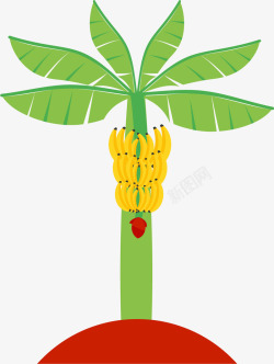 黄色香蕉卡通风格香蕉树矢量图素材