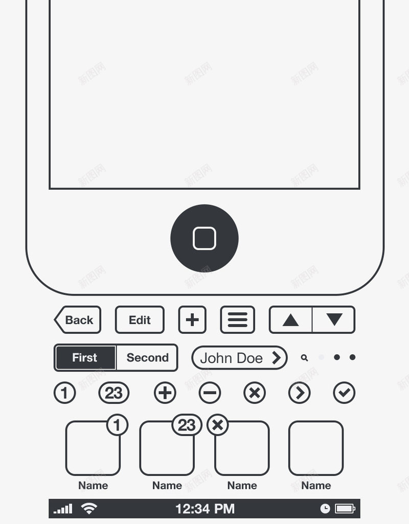 界面png免抠素材_88icon https://88icon.com 手机 电话 界面 线稿