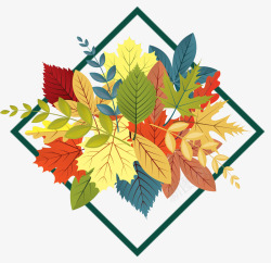秋季彩色树叶标题框矢量图素材